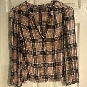 J. Crew Point Sur Flannel Plaid Long Sleeve Top Women’s Size Medium